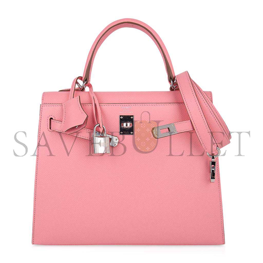 HERMÈS MASTER KELLY SELLIER 25 BAG PINK ROSE CONFETTI PALLADIUM HARDWARE EPSOM (25*17*7cm) 